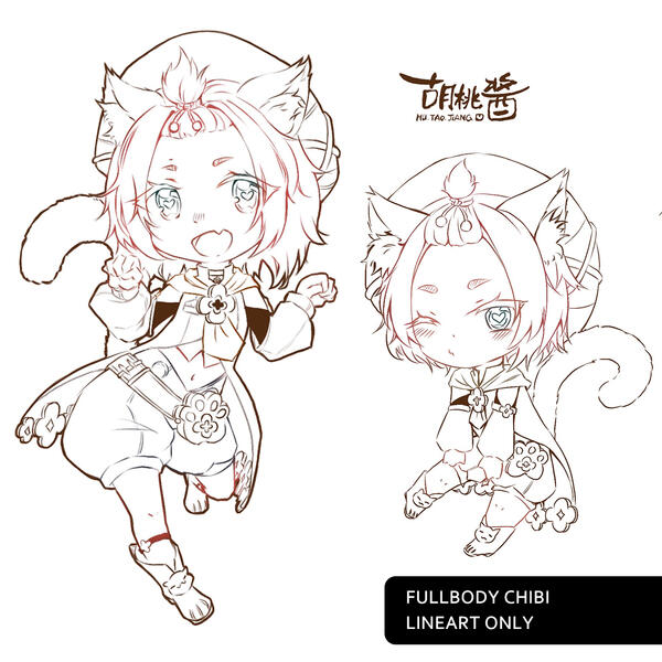 3 head chibi & 2 head chibi lineart