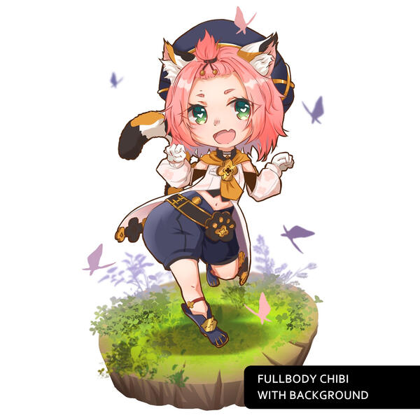 3 head chibi + Background